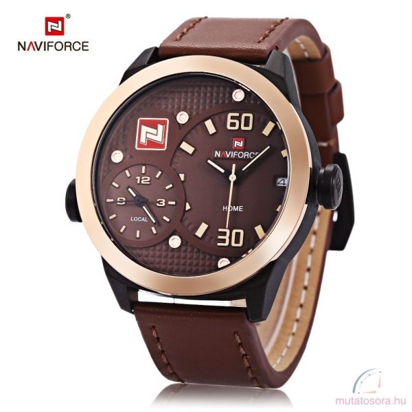 NAVIFORCE 9092 bőrszíjas férfi karóra barna - Image 2