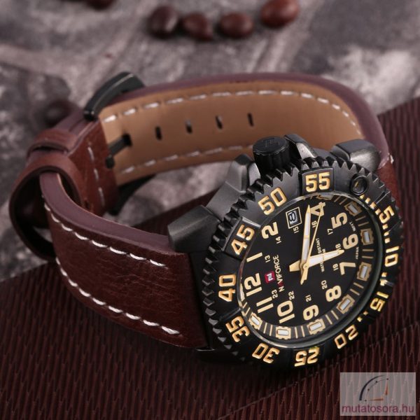 Naviforce NF9041 bőrszíjas férfi karóra dátum mutatóval - Image 4