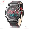 Naviforce 9094 dual time bőrszíjas férfi karóra - piros - Image 2