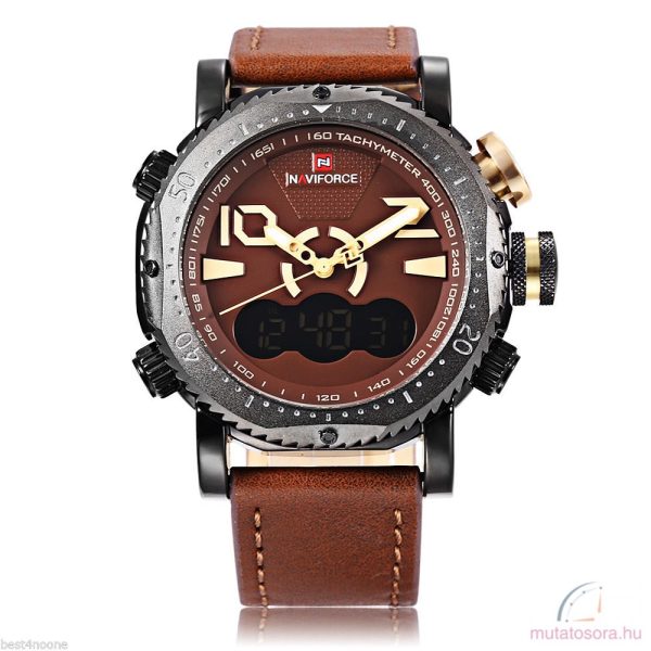 Naviforce 9094 dual time bőrszíjas férfi karóra - világosbarna - Image 2
