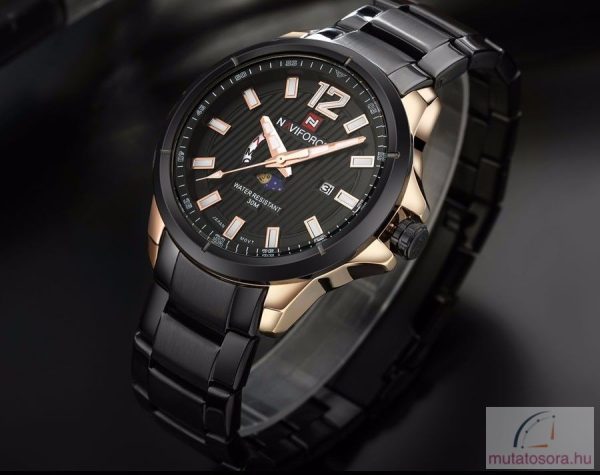 Naviforce 9084 fekete rosegold fémszíjas férfi karóra díszdobozban - Image 5