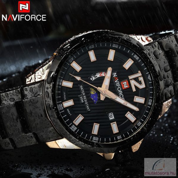 Naviforce 9084 fekete rosegold fémszíjas férfi karóra díszdobozban - Image 7