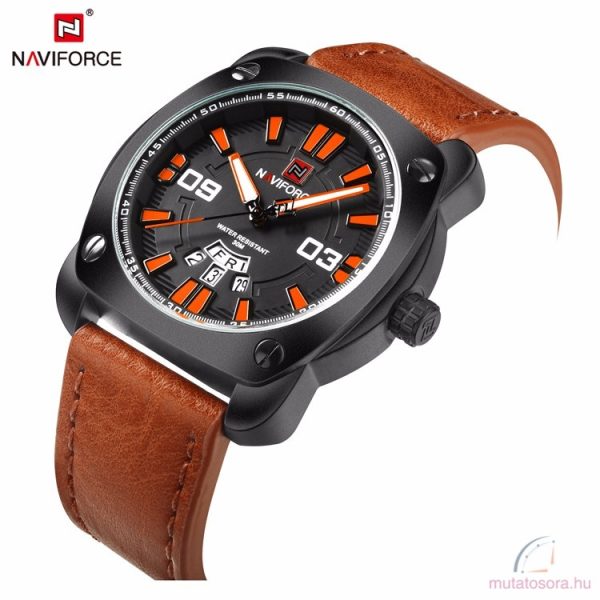 Naviforce bőrszíjas férfi karóra dátum mutatóval díszdobozban - Image 2