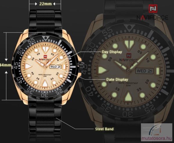 Naviforce férfi karóra nap és dátum mutatóval - Rosegold - Image 2