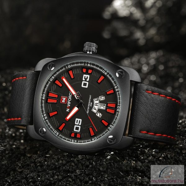 Naviforce bőrszíjas férfi karóra dátum mutatóval fekete díszdobozban - Image 3