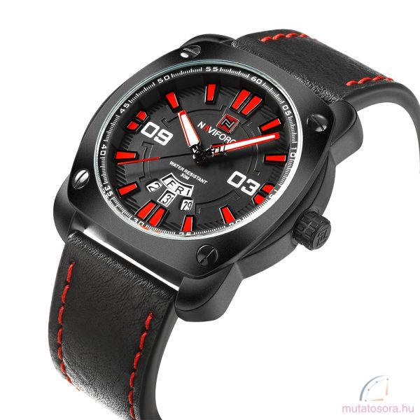 Naviforce bőrszíjas férfi karóra dátum mutatóval fekete díszdobozban - Image 8