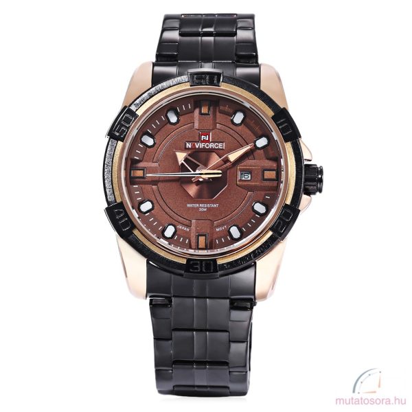 Naviforce bronz színű fémszíjas fekete férfi karóra - Image 2